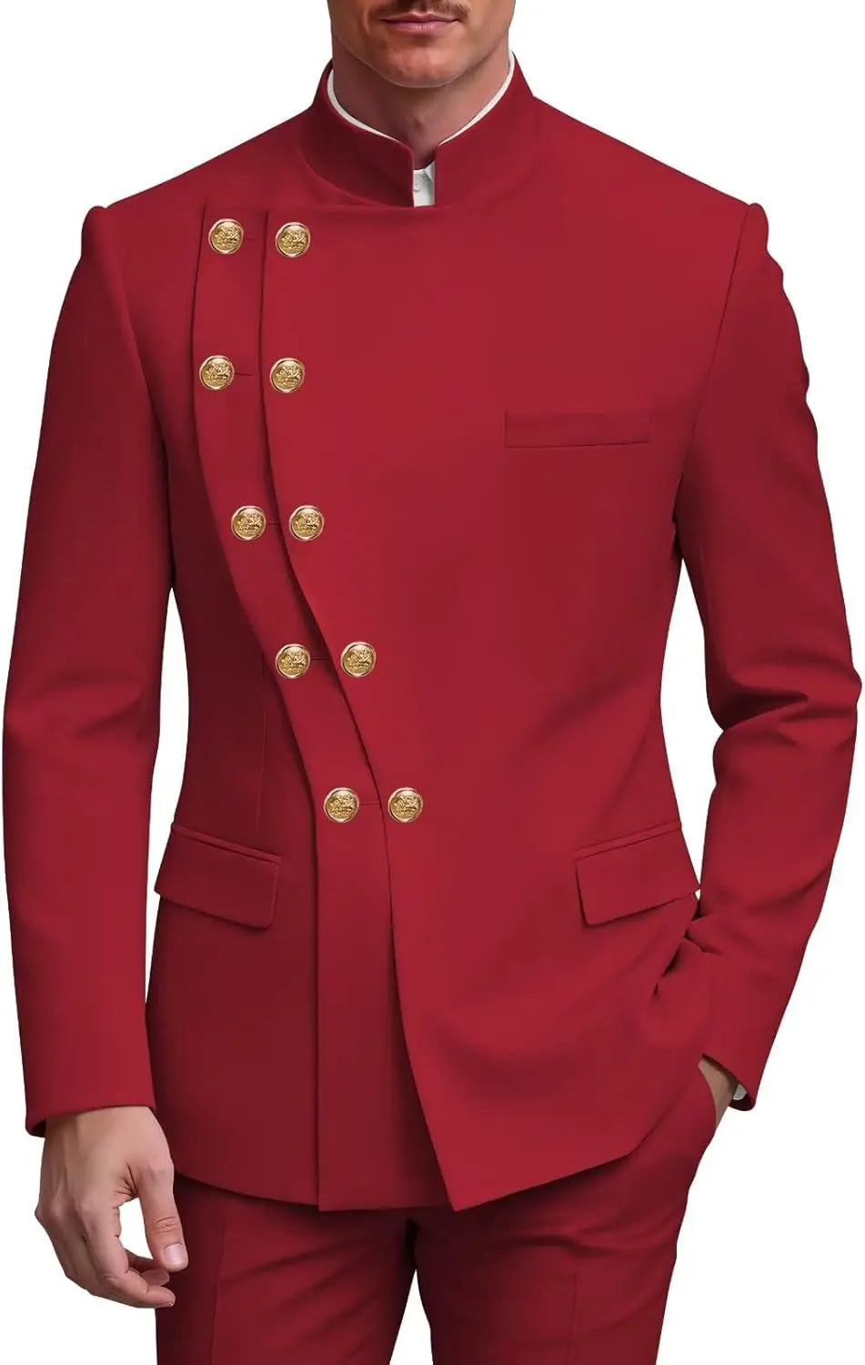 Men's Slim Fit Stand Collar Wedding Tuxedo Set
