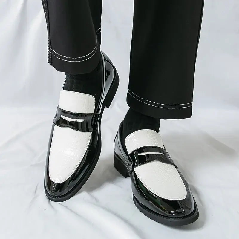 Men's Color-Block Round-Toe Business Loafers, Formal Wedding