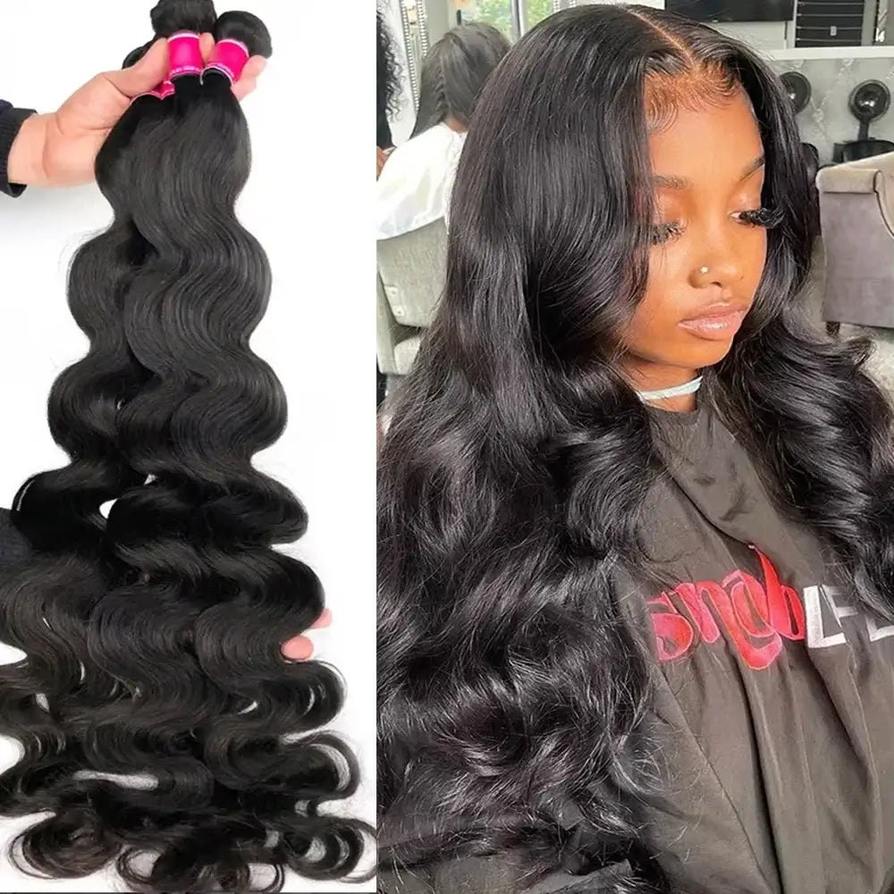 Raw Human Hair Bundles 28 30 inch Brazilian Hair Weave Bundles Body Wave Sew In Remy Hair Extensions 3 4 Bundle Virgin Hair Weft.
