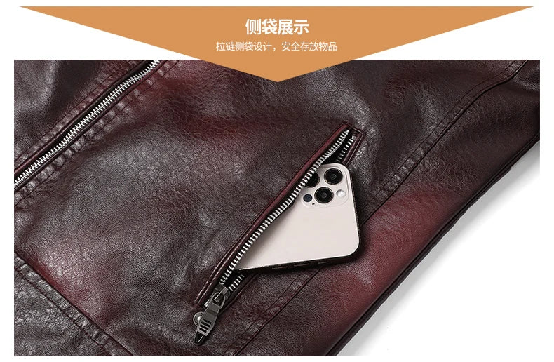 Men's Winter Motorcycle Leather Jacket