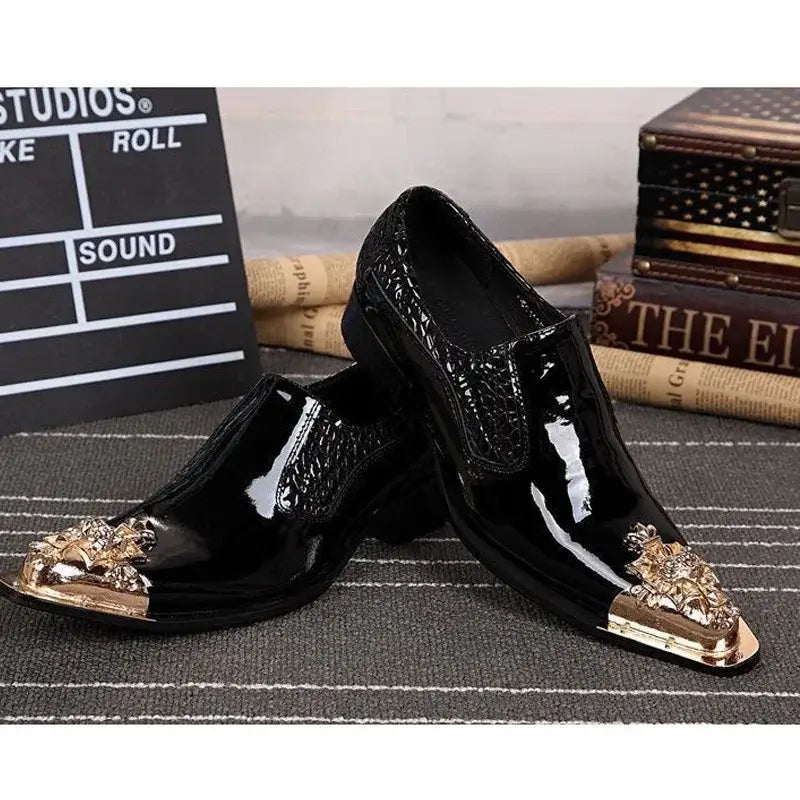 Men's Pointed Metal Toe Leather Dress Shoes