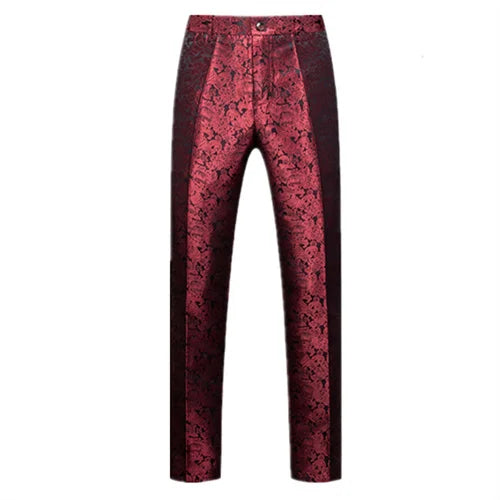 Men's Jacquard Wedding Party Groom Dress Suit Pants
