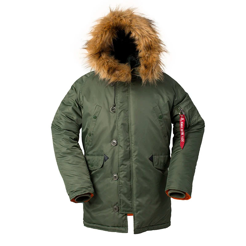 Men's Winter N3B USAF Waterproof Fur-Hood Parka, Tactical Bomber