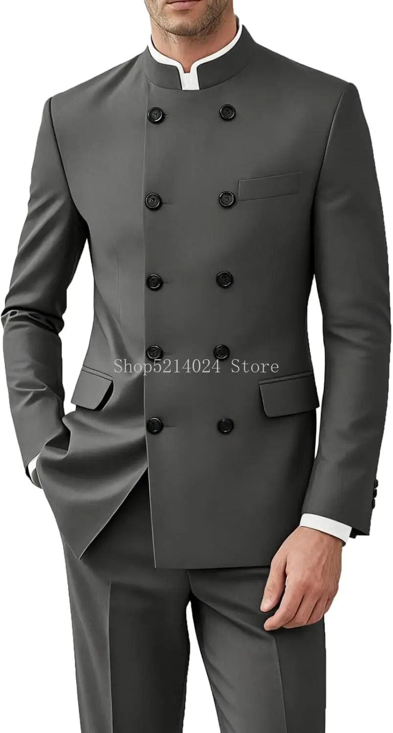 Men 2 Pieces  Suit for Men Gold Button Jacket Pant Set Traditional Wedding, Casual and Business