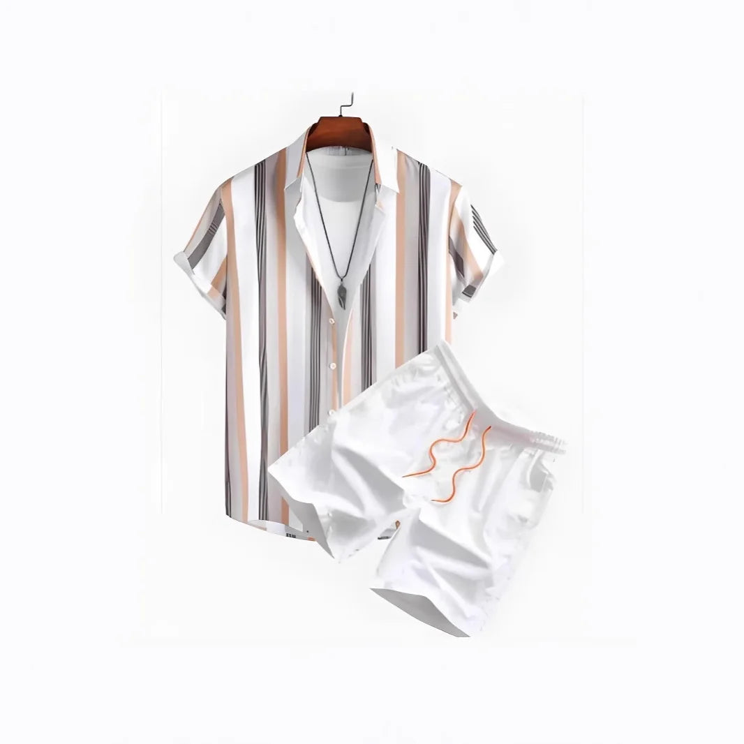 Men's Coconut Print Shirt and Shorts Two-Piece Set