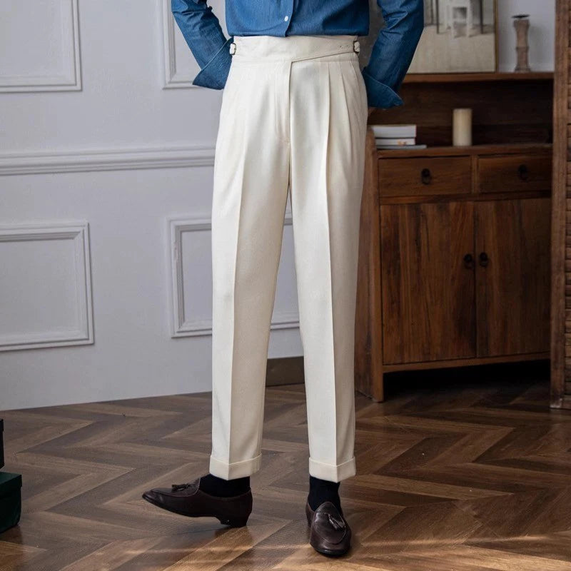 Men's Naples Slim-Fit Dress Pants British Retro Trousers