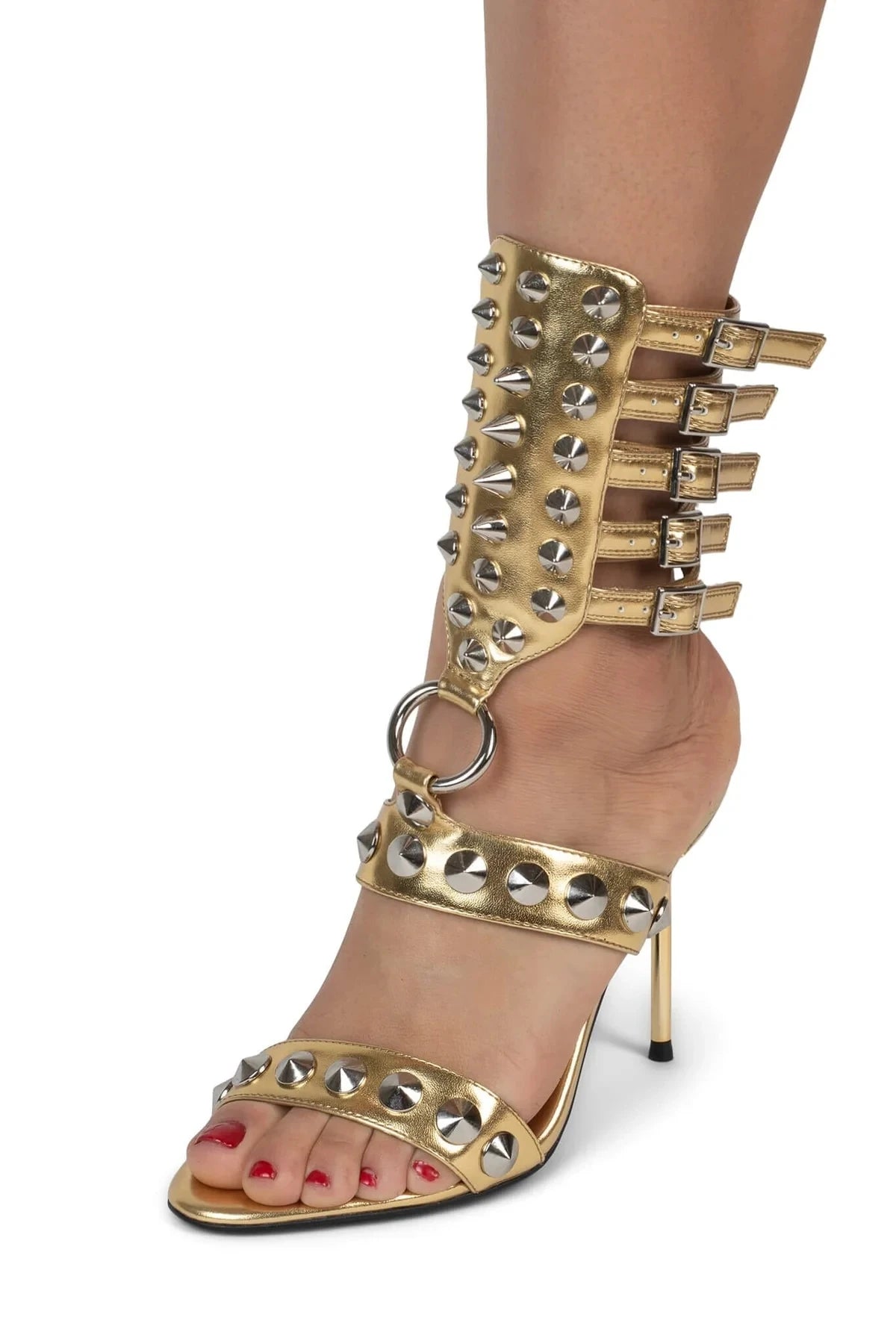 Women's Riveted Pointed Patent Party High Heels