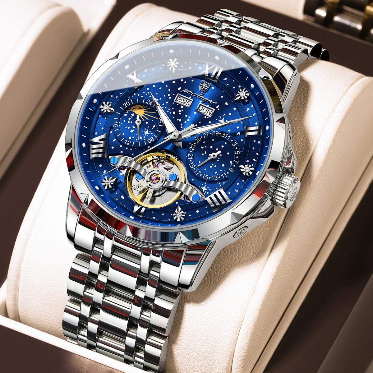 Men's Automatic Mechanical Stainless Steel Calendar Watch