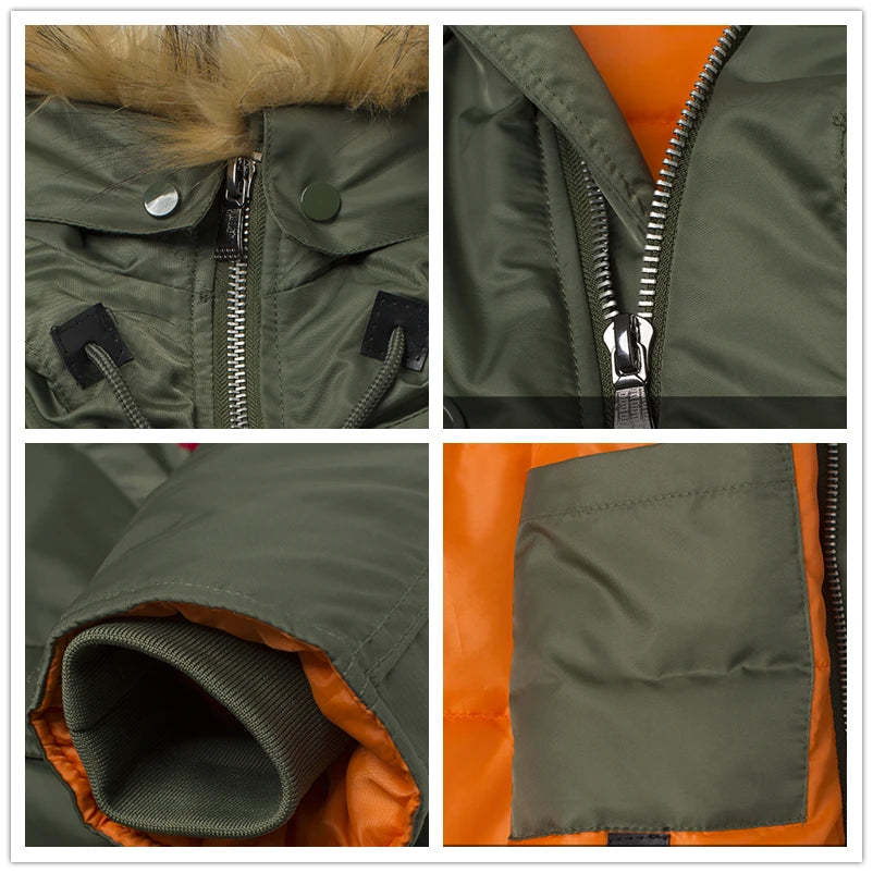 Men's Winter N3B USAF Waterproof Fur-Hood Parka, Tactical Bomber
