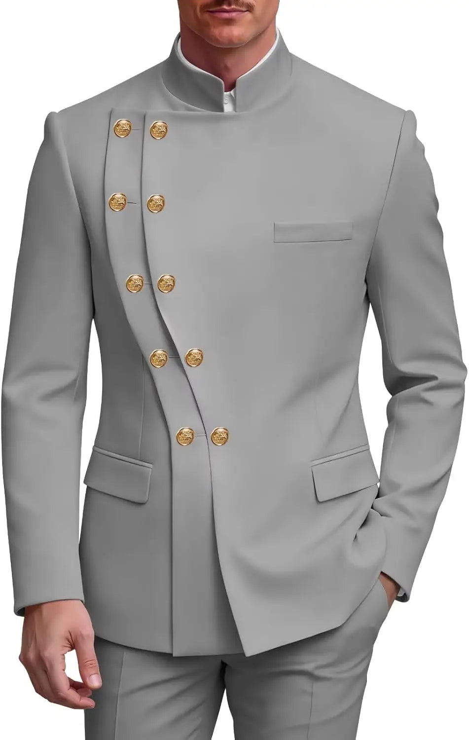 Men's Slim Fit Stand Collar Wedding Tuxedo Set