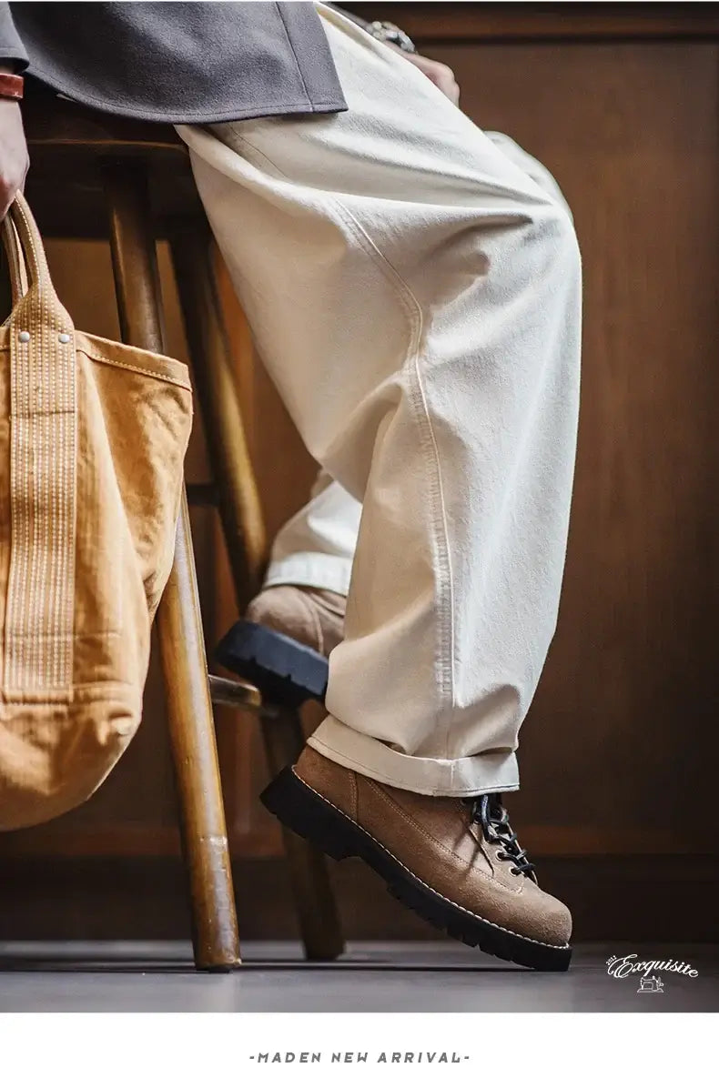 Men's Vintage Lace-Up Thick-Sole Low-Cut Work Dress Shoes