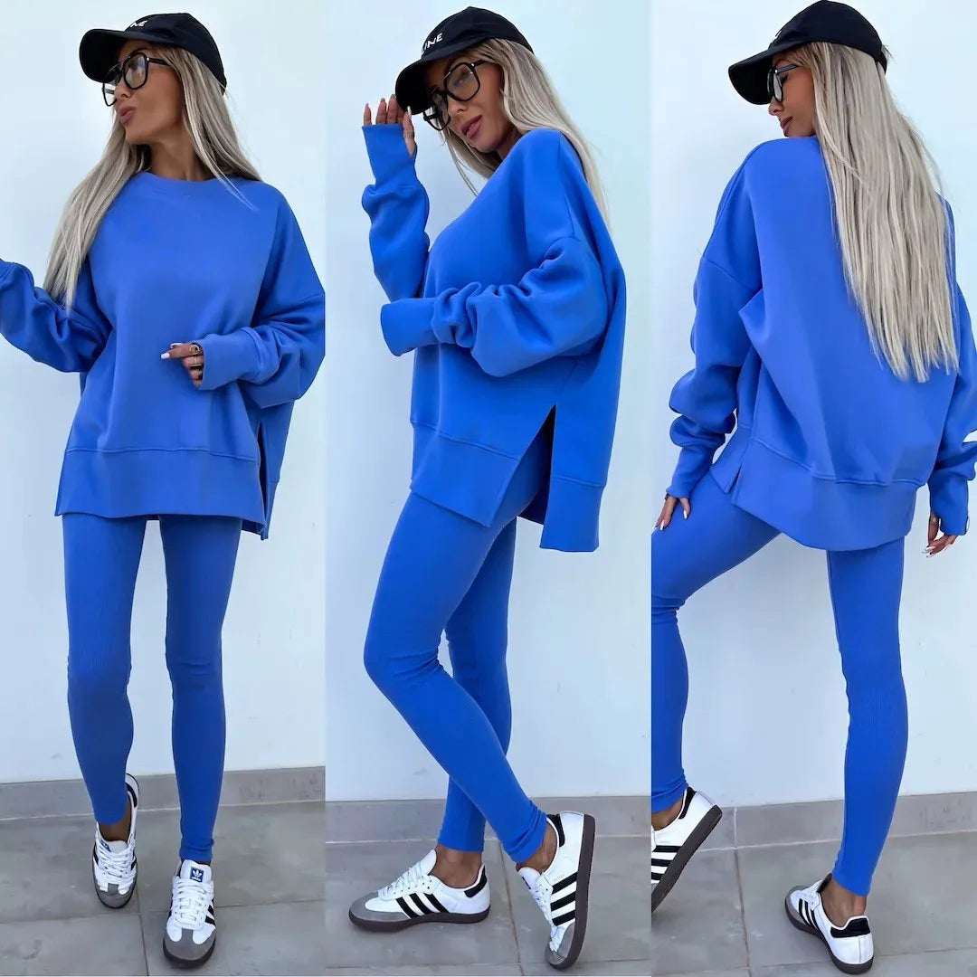 Women's Loose Shirt and Tight Pants Two-Piece Set