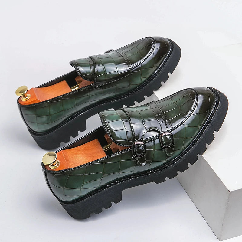 Men's Genuine Leather British Casual Business Loafers Green 38-48