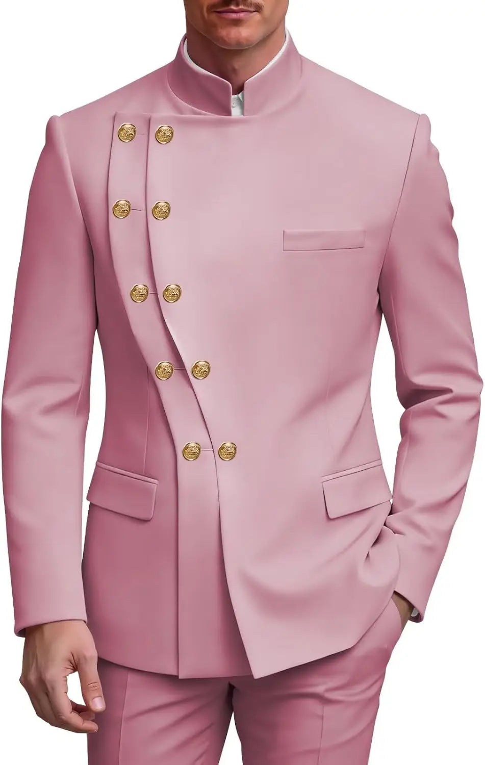 Men's Slim Fit Stand Collar Wedding Tuxedo Set