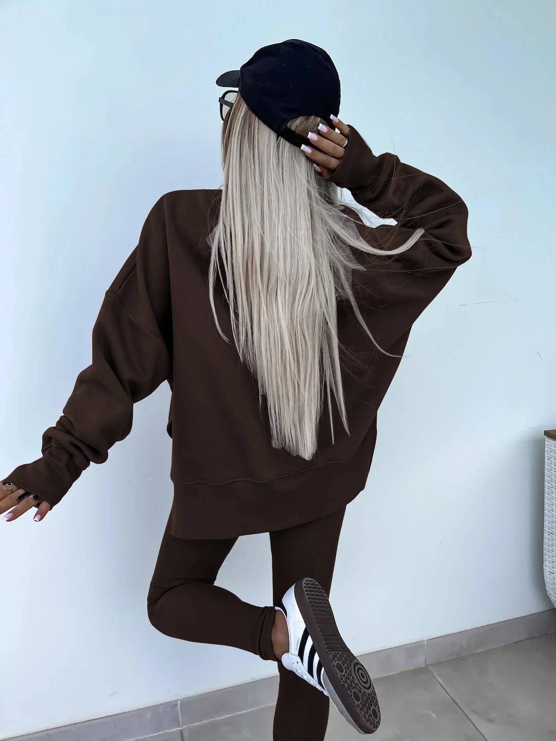 Women's Loose Shirt and Tight Pants Two-Piece Set