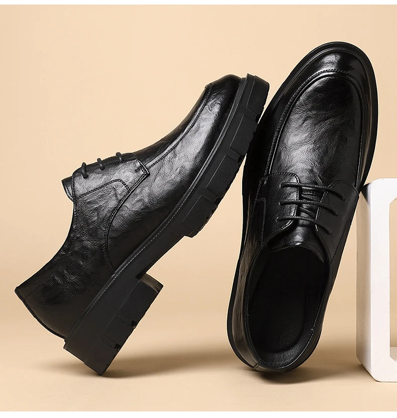 Men's Genuine Leather Elevator Dress Shoes 5/8/10CM Taller