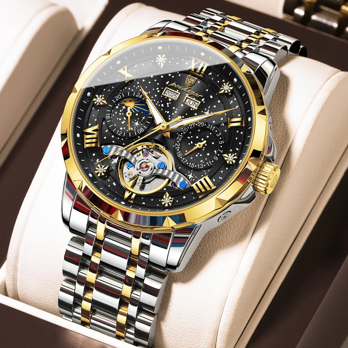 Men's Automatic Mechanical Stainless Steel Calendar Watch