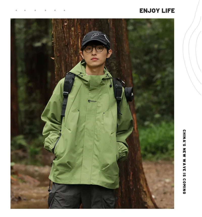 Men's Waterproof Hooded Hiking Bomber Windbreaker