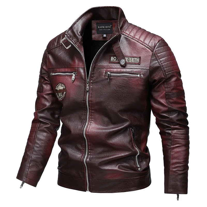 Men's Winter Motorcycle Leather Jacket