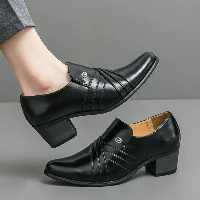 Men's Pointed Leather Height-Increase Business Dress Shoes