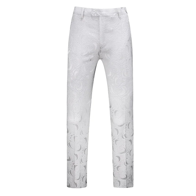 Men's Jacquard Suit Pants White Black Pink Wedding Prom Trousers