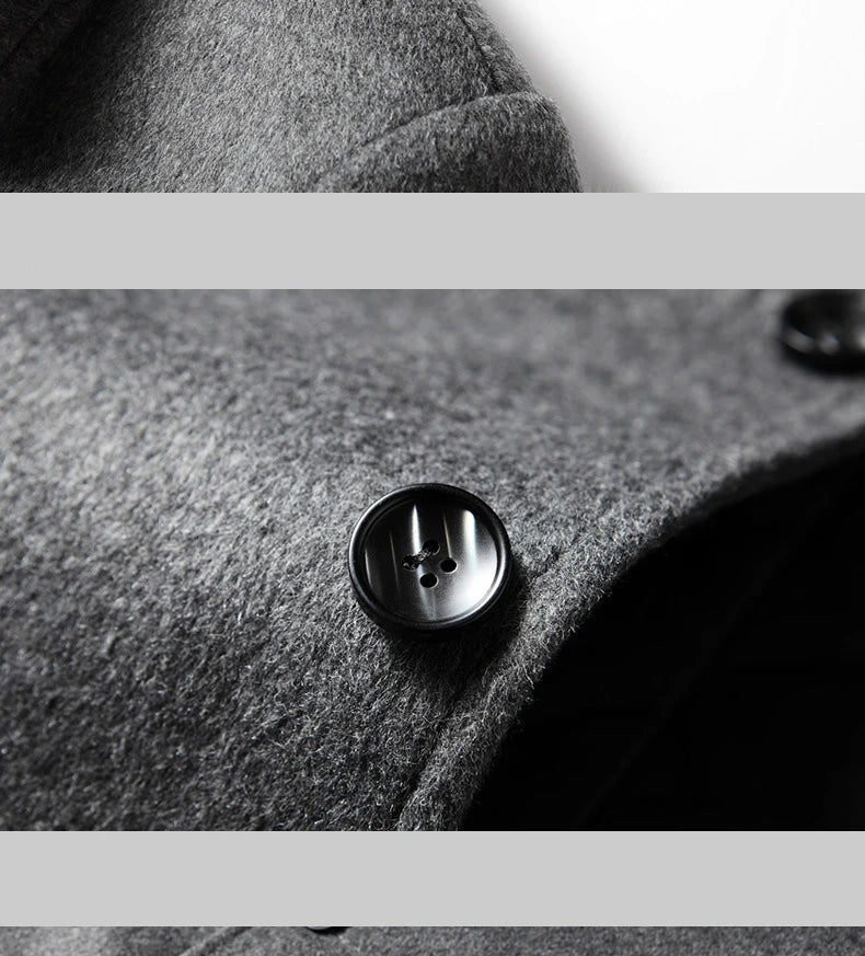 Men's Wool Turn-Down Collar Long Winter Coat