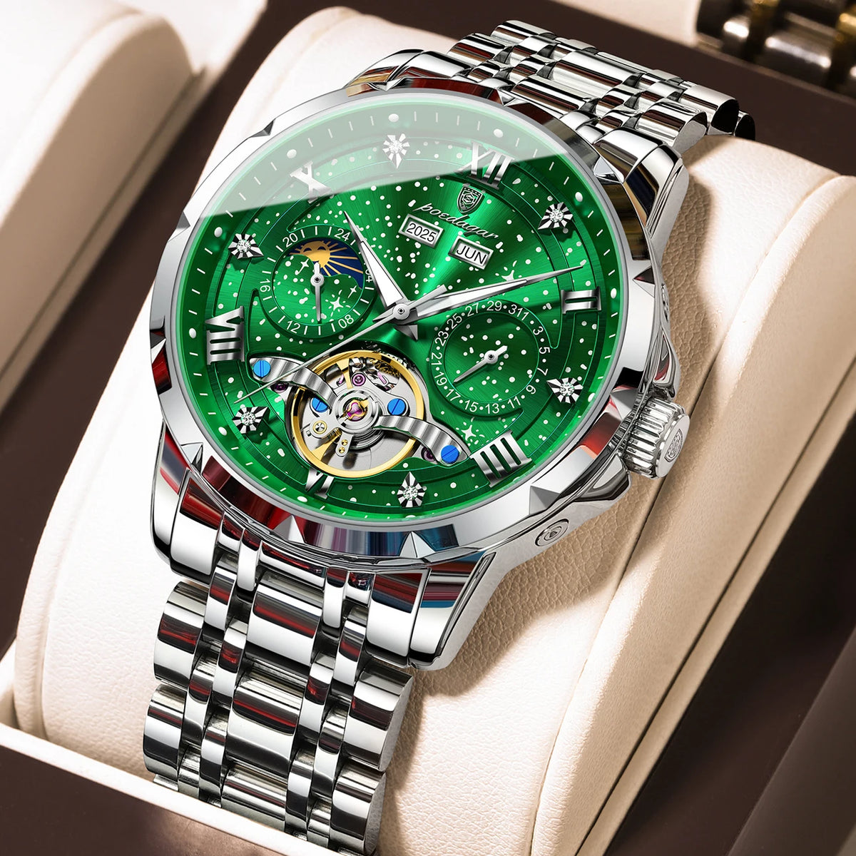 Men's Automatic Mechanical Stainless Steel Calendar Watch