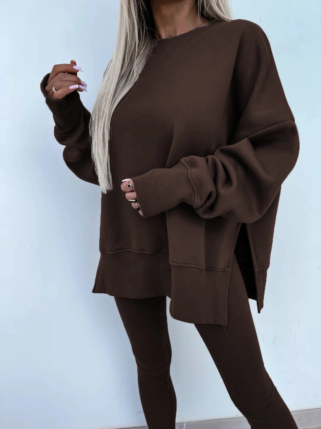 Women's Loose Shirt and Tight Pants Two-Piece Set