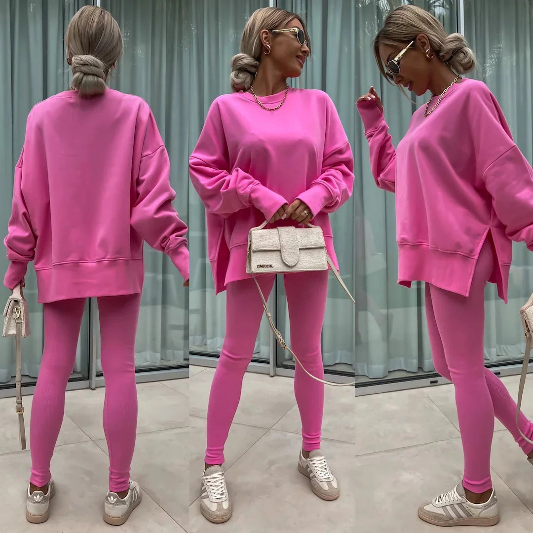 Women's Loose Shirt and Tight Pants Two-Piece Set