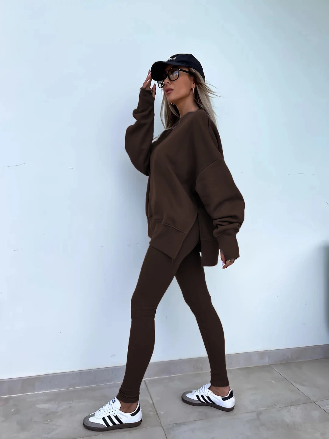 Women's Loose Shirt and Tight Pants Two-Piece Set