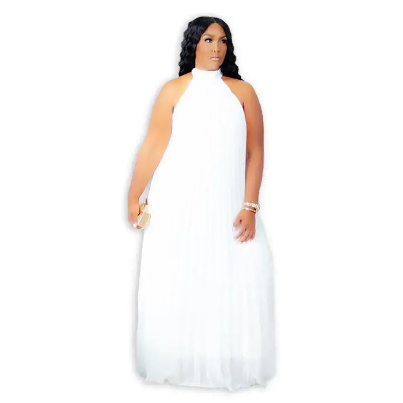 Women's Plus-Size Halter Hollow Split A-Line Bandage Maxi Dress