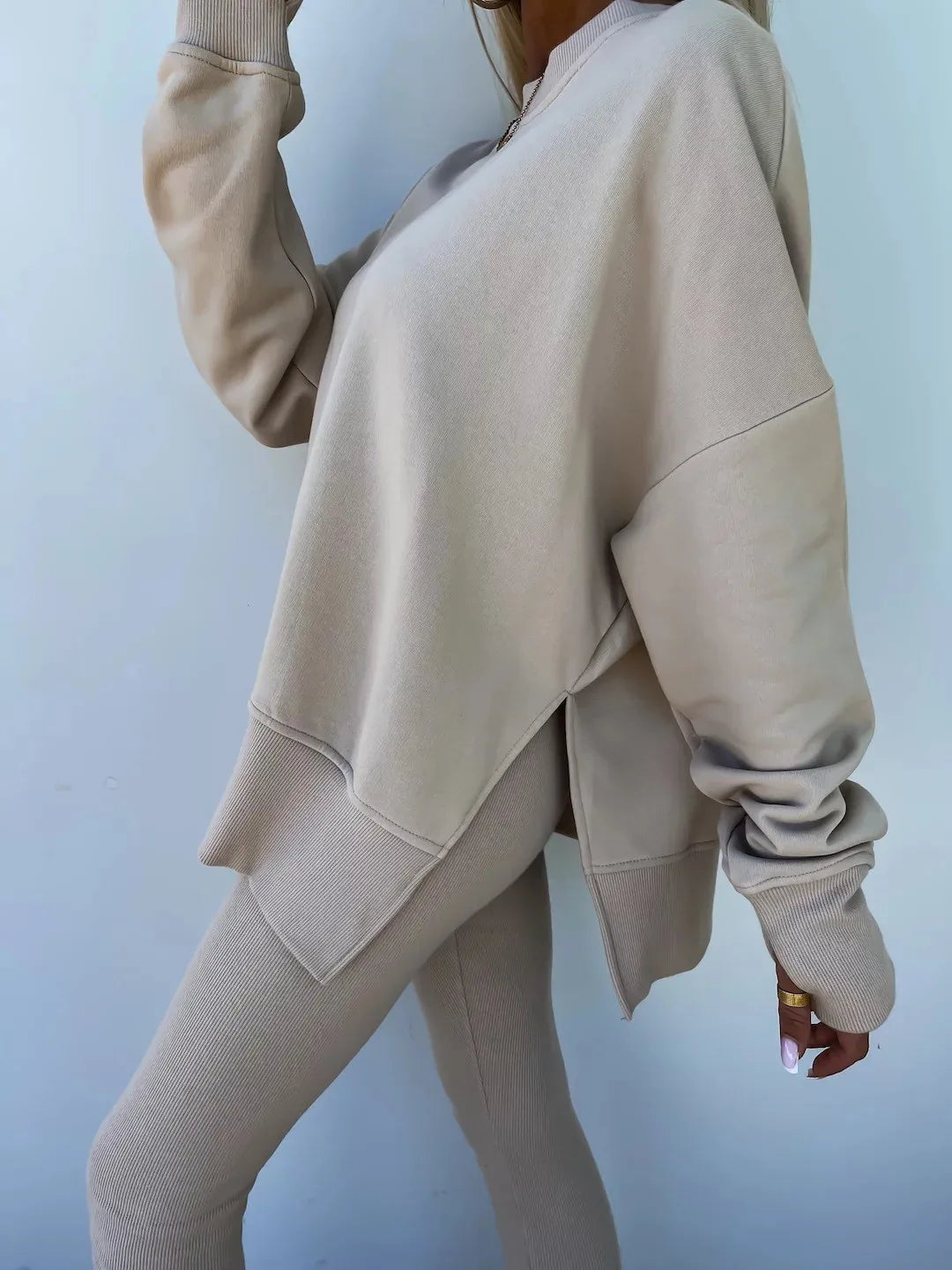 Women's Loose Shirt and Tight Pants Two-Piece Set