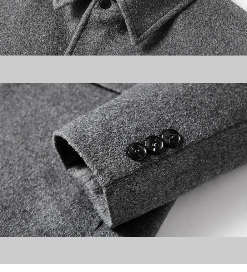 Men's Wool Turn-Down Collar Long Winter Coat