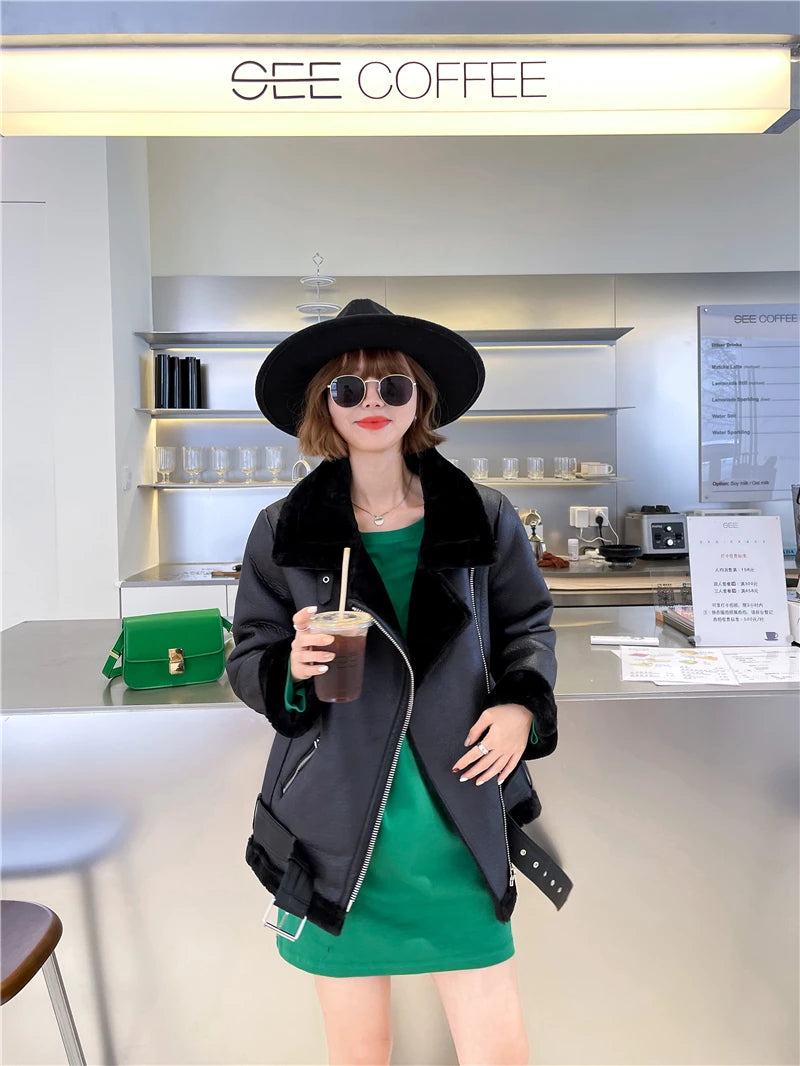 Women's Extra-Thick Faux Fur Lamb Rider Jacket