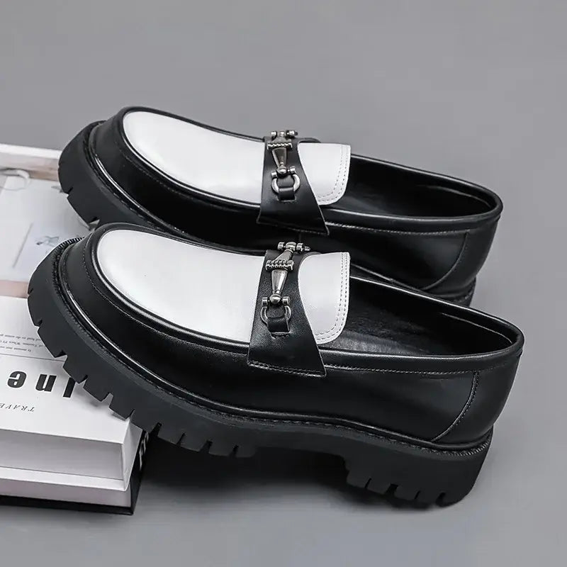 Men's British Metal Buckle Leather Loafers