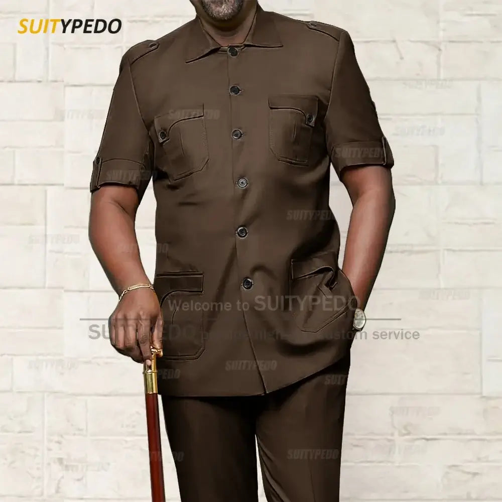 Men's African Style Slim Fit Blazer and Pants Suit
