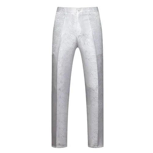 Men's Blue Jacquard Suit Trousers Wedding Dress Pants