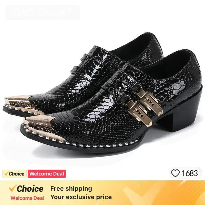 Men's Pointed Metal Toe Party Dress Shoes