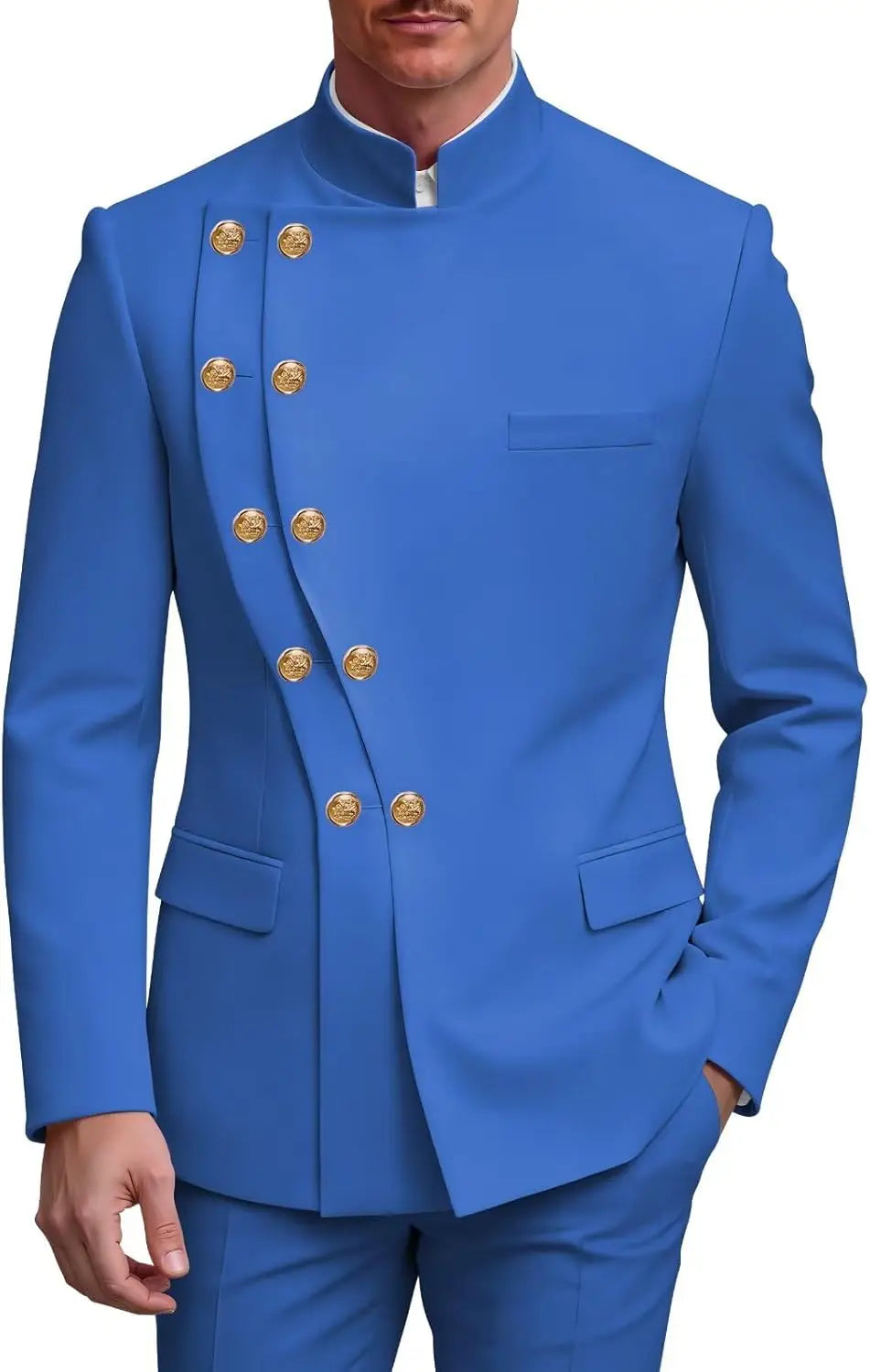 Men's Slim Fit Stand Collar Wedding Tuxedo Set
