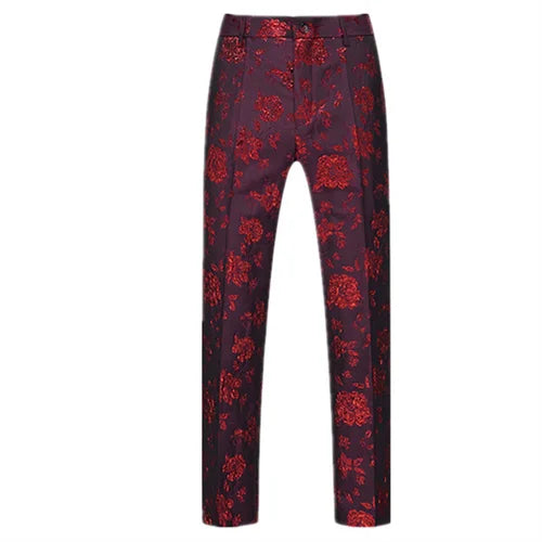 Men's Jacquard Wedding Party Groom Dress Suit Pants