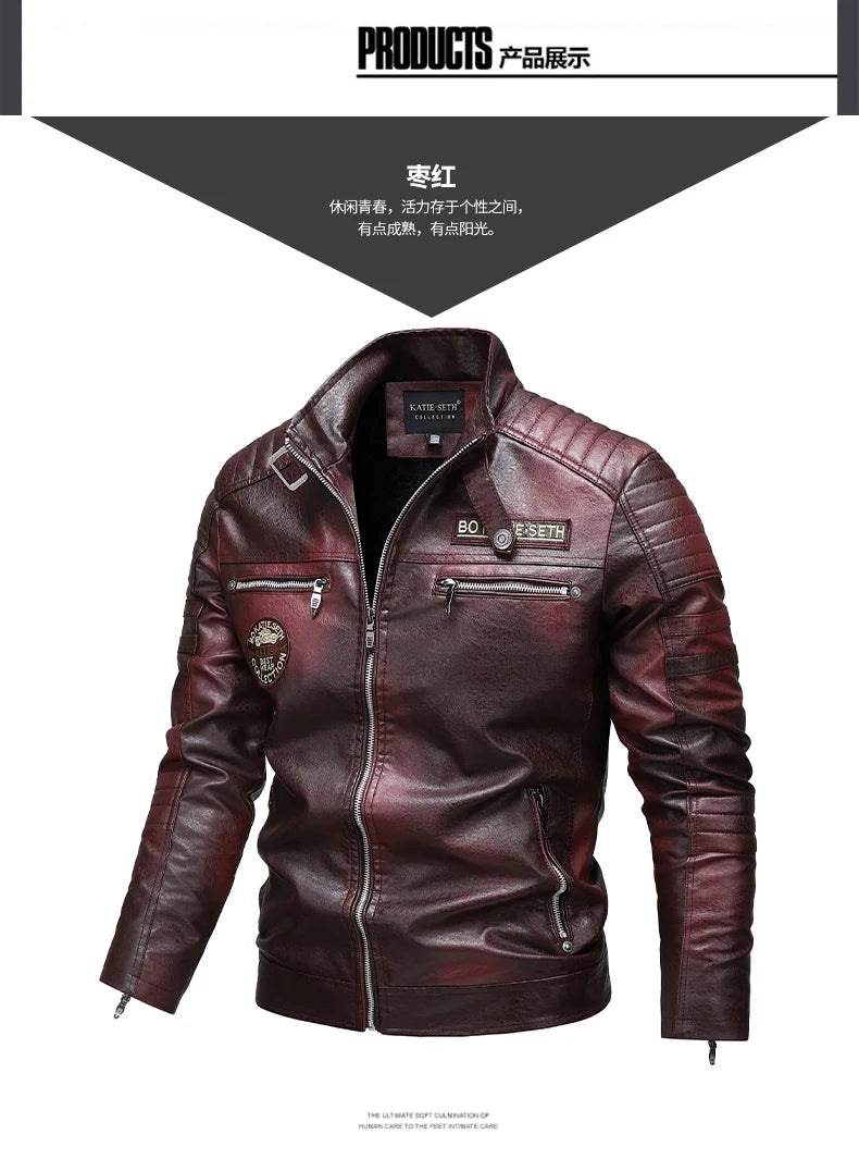 Men's Winter Motorcycle Leather Jacket