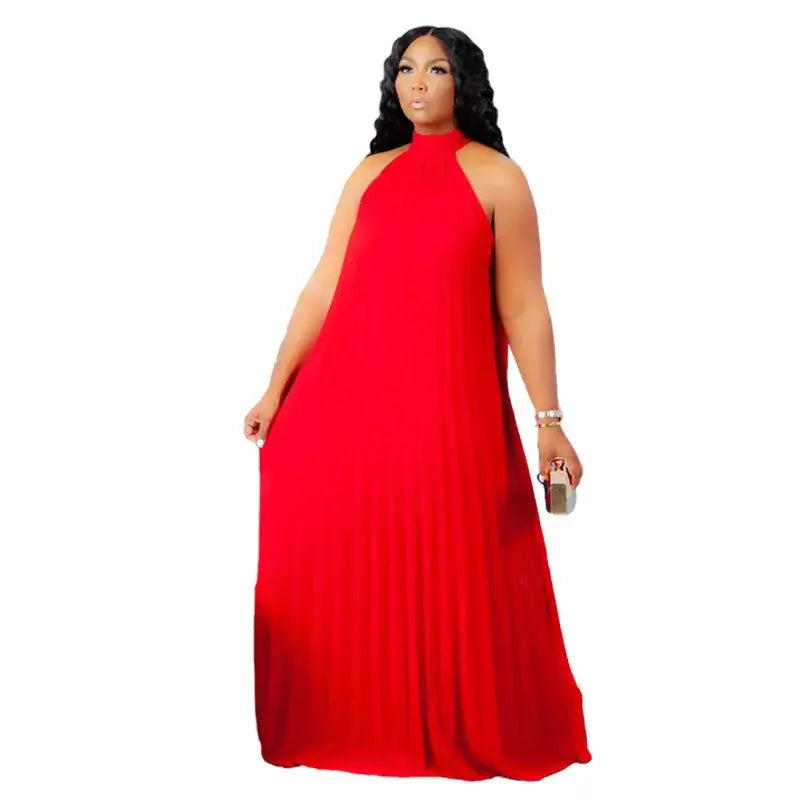 Women's Plus-Size Halter Hollow Split A-Line Bandage Maxi Dress