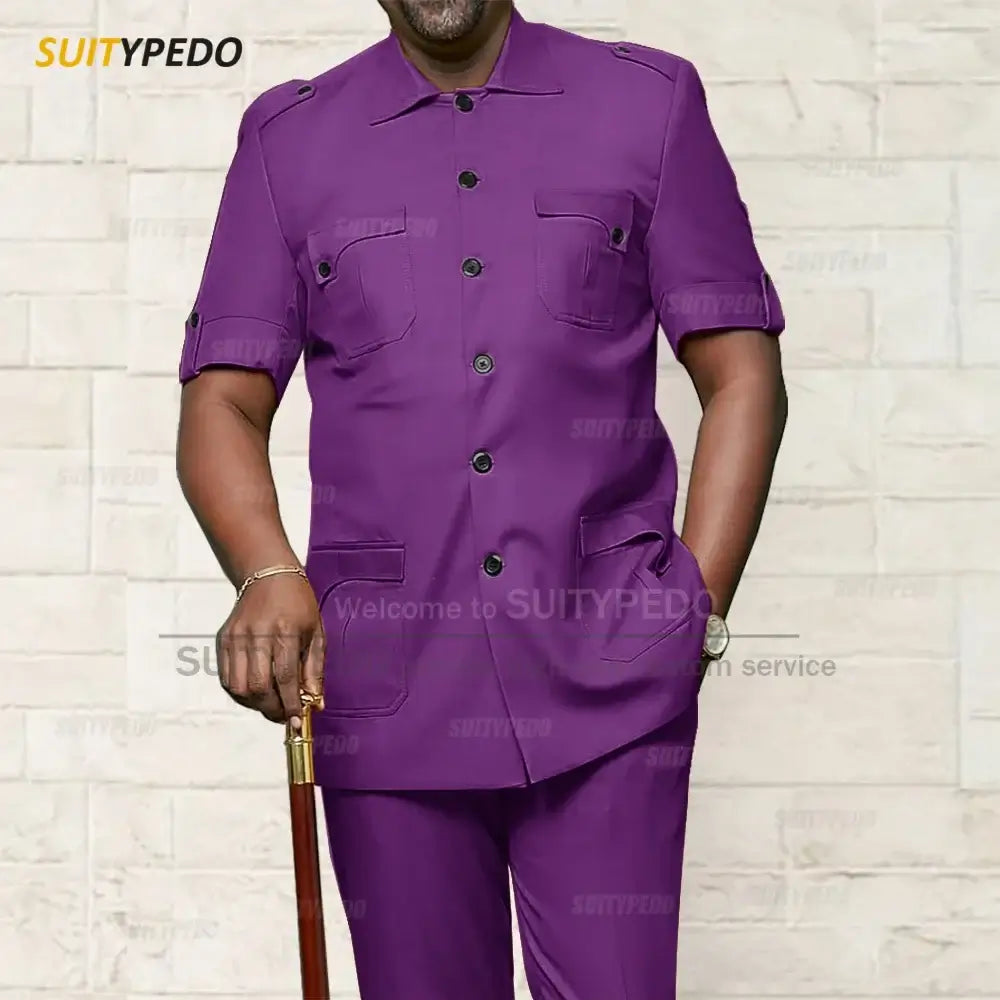Men's African Style Slim Fit Blazer and Pants Suit