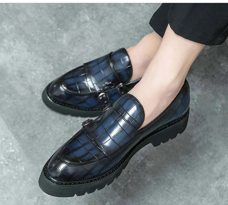 Men's Thick-Sole Soft Monk Strap Loafers, Party Wedding Street Shoes