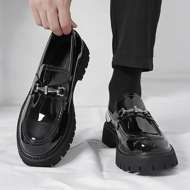 Men's British Metal Buckle Leather Loafers