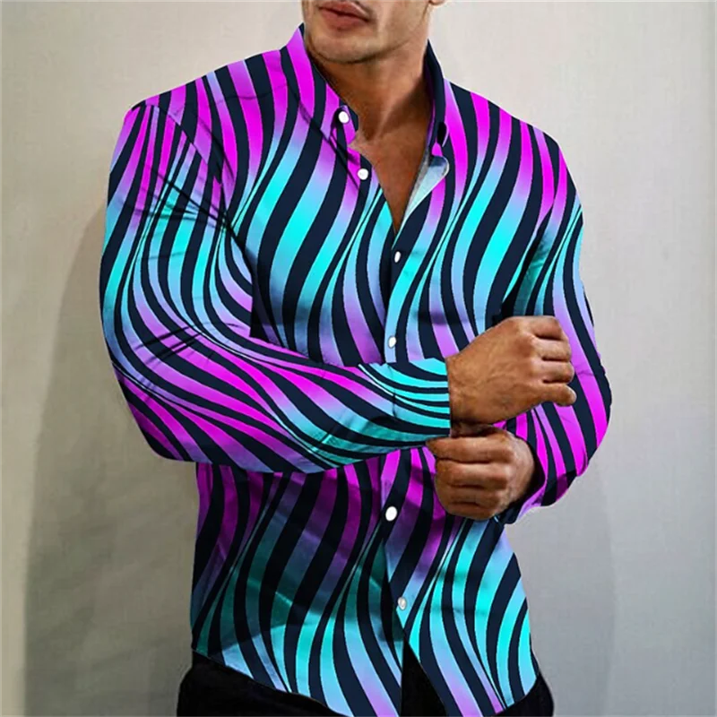 Men's Geometric Flower Pattern Button Shirt T-Shirt Set
