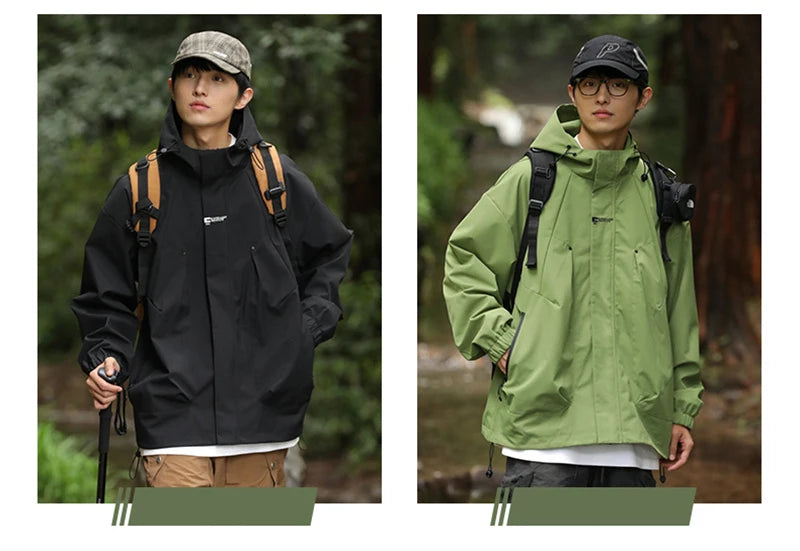 Men's Waterproof Hooded Hiking Bomber Windbreaker