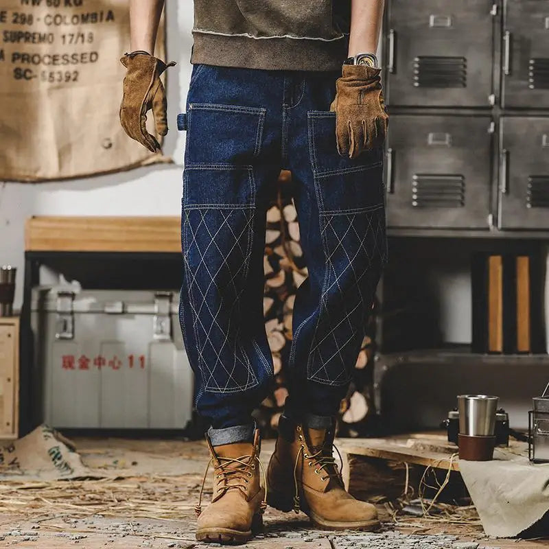 Men's Plus Size Cargo Pocket Cowboy Work Jeans