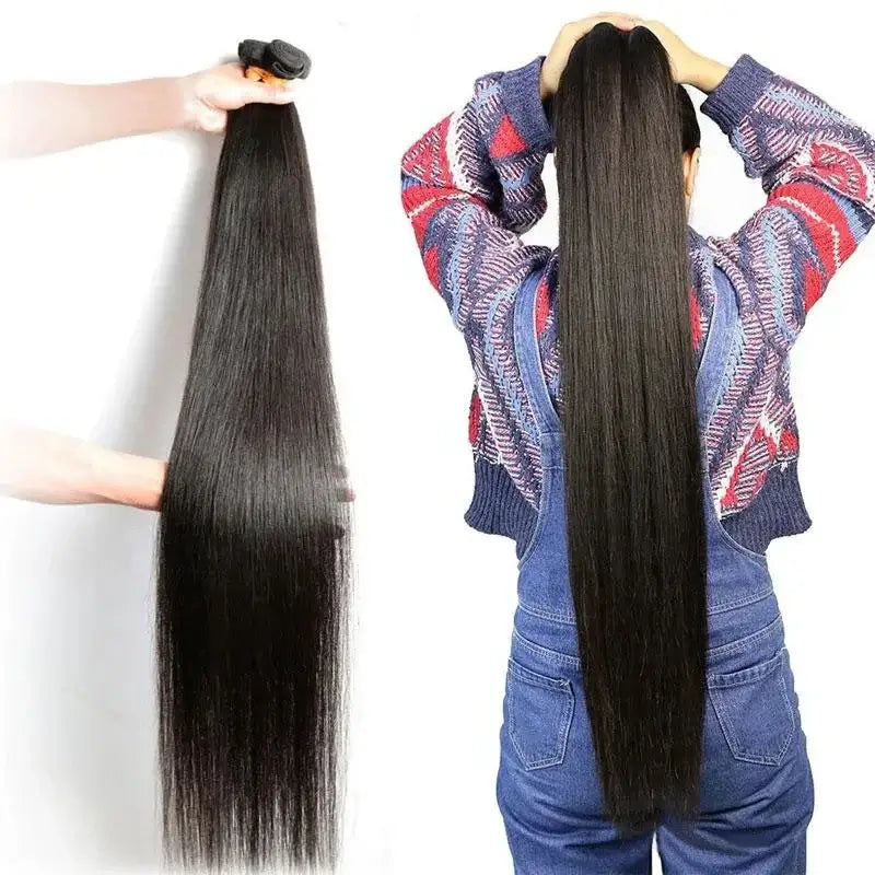 Real Human Hair Bone Straight Bundles 30 40 Inches Raw Hair 1 3 4 Bundles Brazilian Hair Weave Extensions For Black Women.