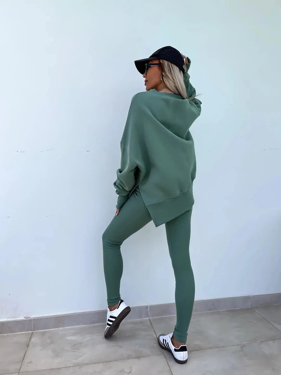 Women's Loose Shirt and Tight Pants Two-Piece Set